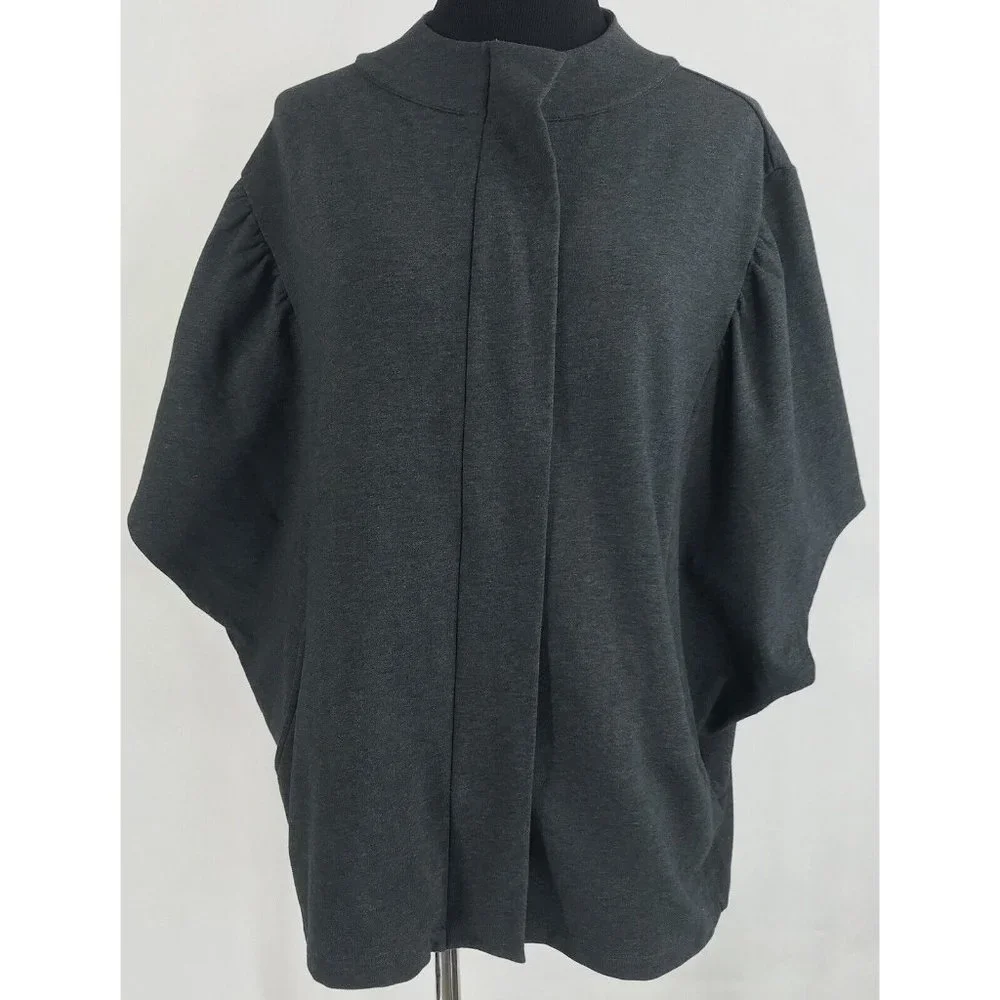 Lilla P Cape Womens Large L Charcoal Gray Pockets‎ Jacket